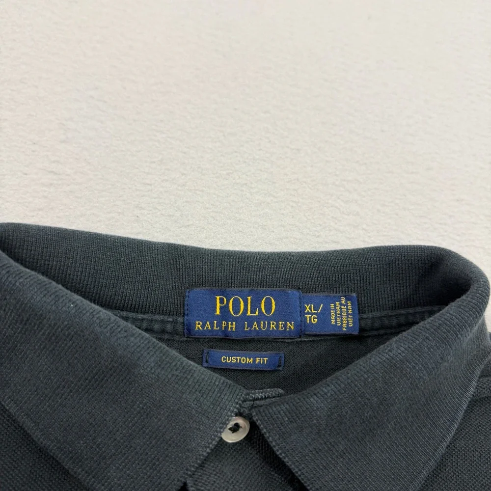 Polo Ralph Lauren Shirt Men's XL Black Custom Fit Short Sleeve Red Pony Logo